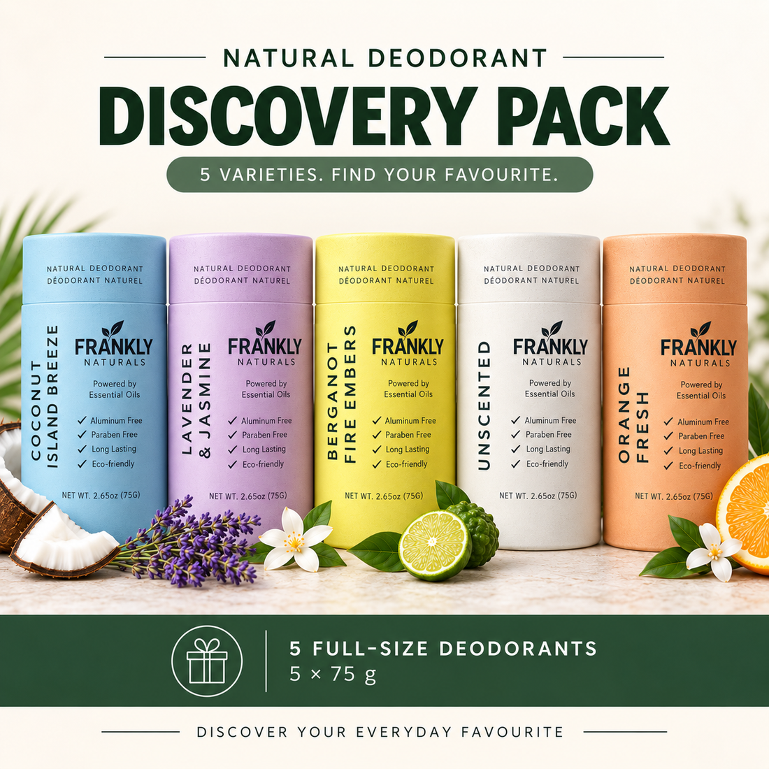 Natural Deodorant 5-Pack – Try Every Scent