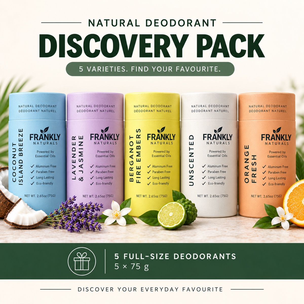 Natural Deodorant 5-Pack – Try Every Scent