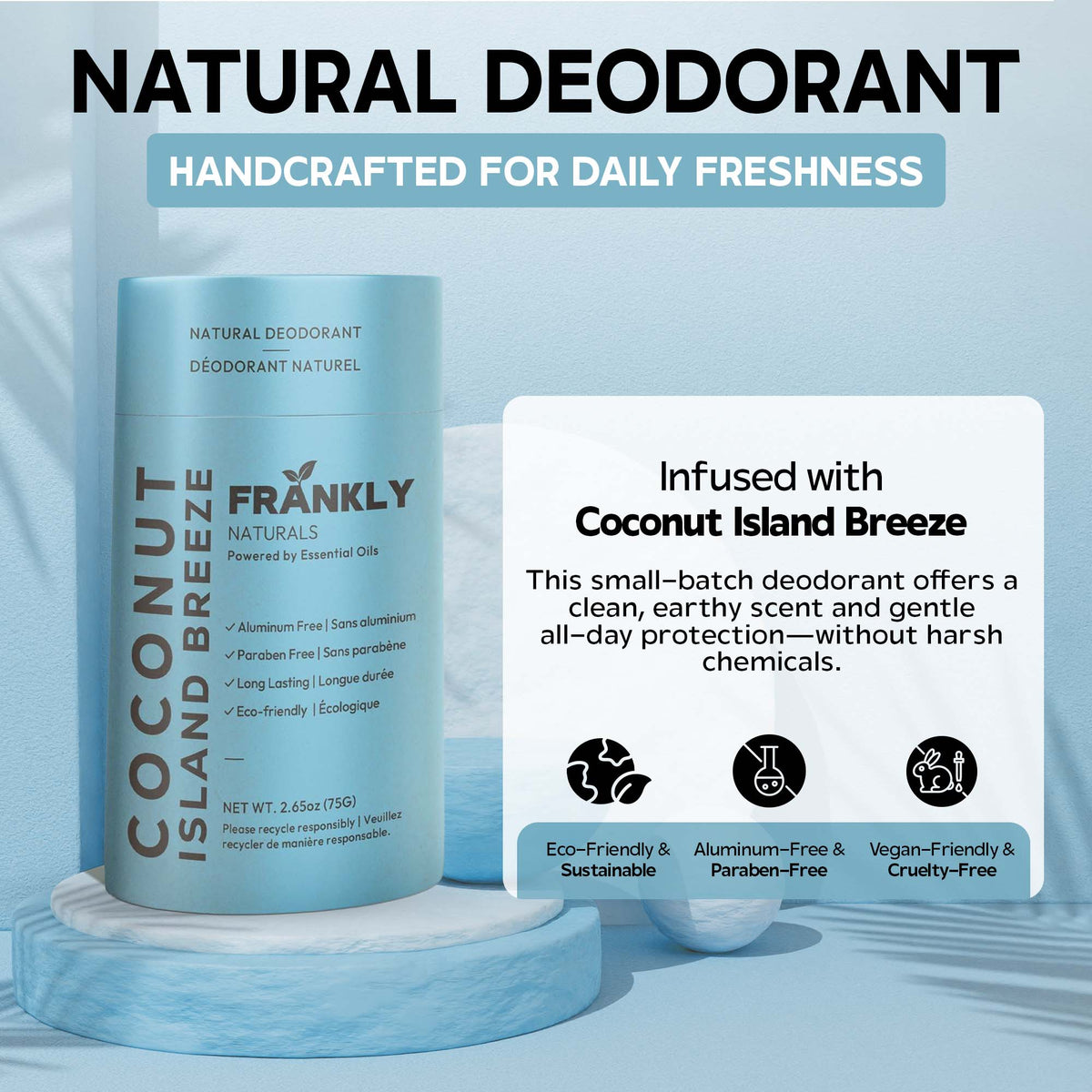 Natural Deodorant – Coconut Island Breeze (Vanilla & Coconut) – image 3 of 4
